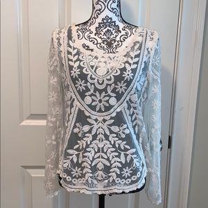 Semi-sheer lace top. Long sleeves. Like new!